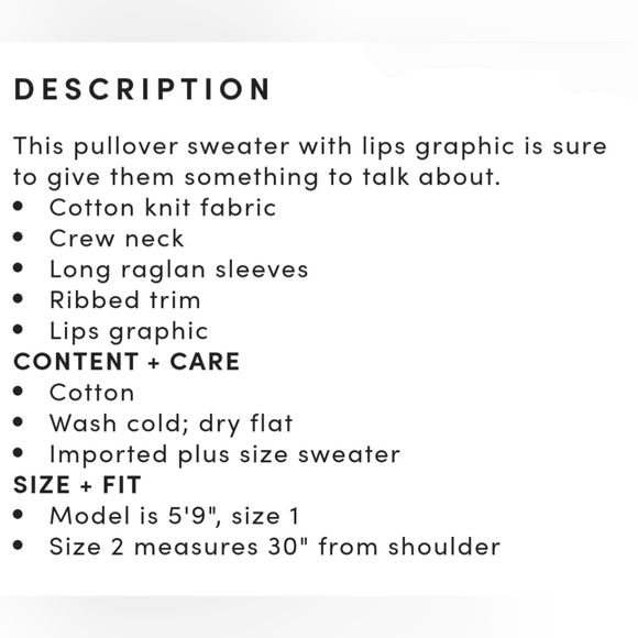 TORRID Lips Kiss Black Cotton Sweater! 💋 - Picture 6 of 8